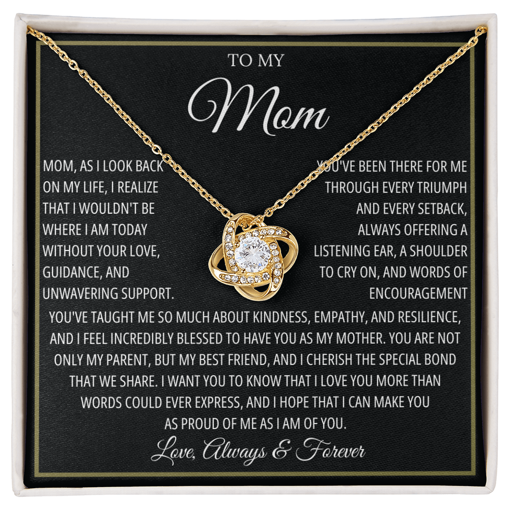 To My Caring Mom - I Love You Mom - Love Knot Necklace