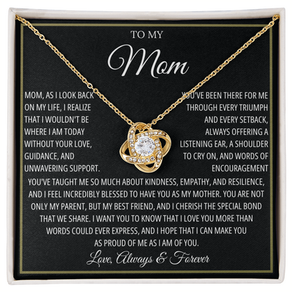 To My Caring Mom - I Love You Mom - Love Knot Necklace