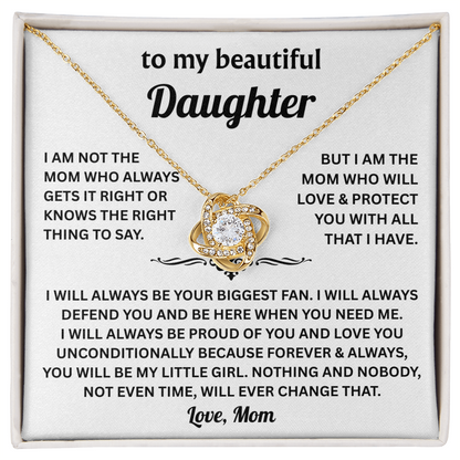 To My Beautiful Daughter - I Will Always Be Your Biggest Fan - Love Knot Necklace