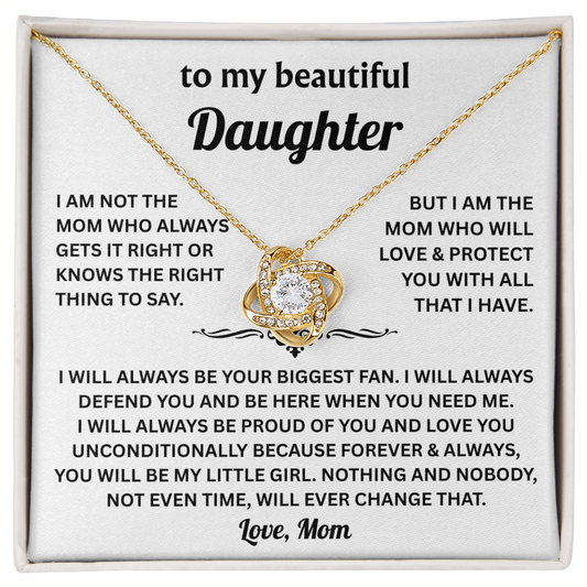 To My Beautiful Daughter - I Will Always Be Your Biggest Fan - Love Knot Necklace