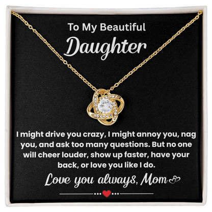 Gift for Beautiful Daughter - I Am So Lucky to Have You in My Life - Love Knot Necklace