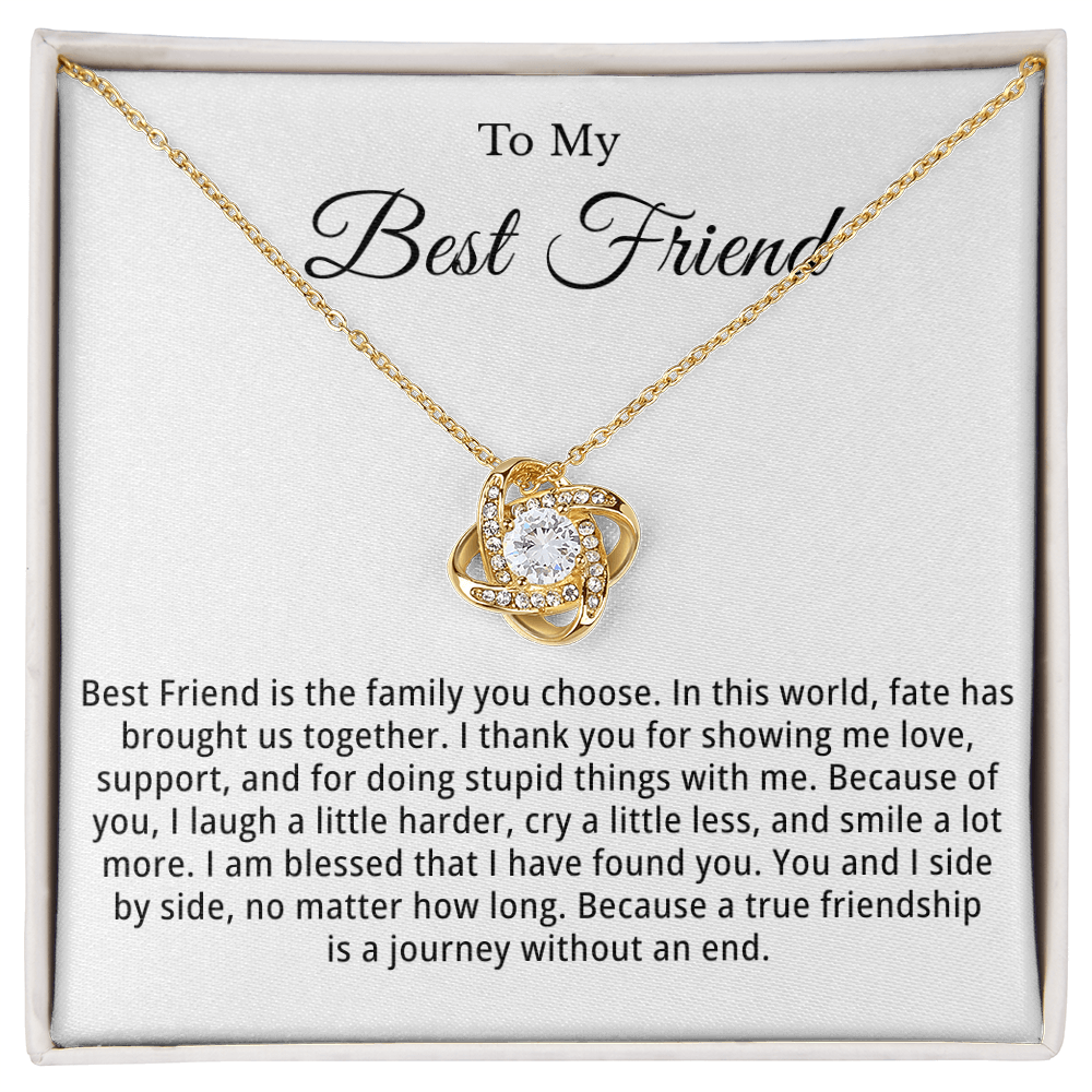 To My Best Friend Love Knot Necklace With Heartfelt Message Card