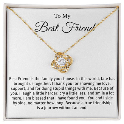 To My Best Friend Love Knot Necklace With Heartfelt Message Card