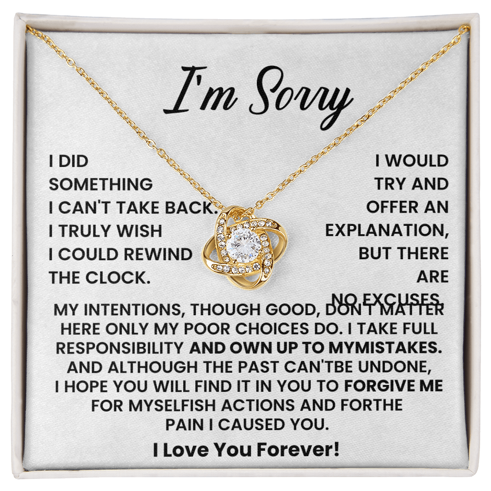I'm Sorry Gifts For Her - Love Knot with Necklace Heartfelt Message Card & Gift Box