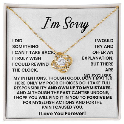I'm Sorry Gifts For Her - Love Knot with Necklace Heartfelt Message Card & Gift Box