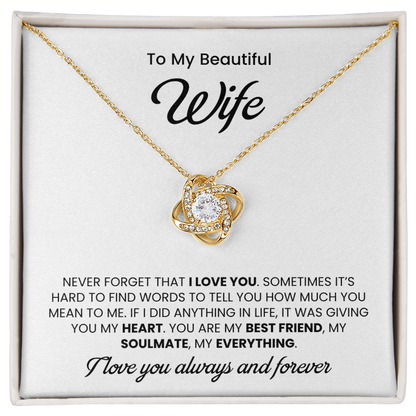 To My Wonderful Wife –  My Every Tomorrow is Beautiful Because of You - Necklace