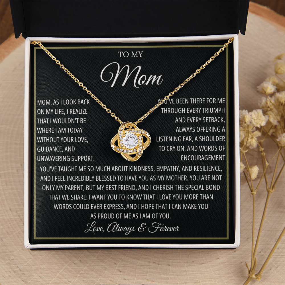 To My Caring Mom - I Love You Mom - Love Knot Necklace