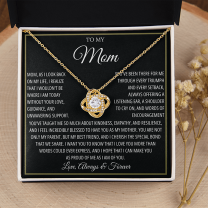 To My Caring Mom - I Love You Mom - Love Knot Necklace