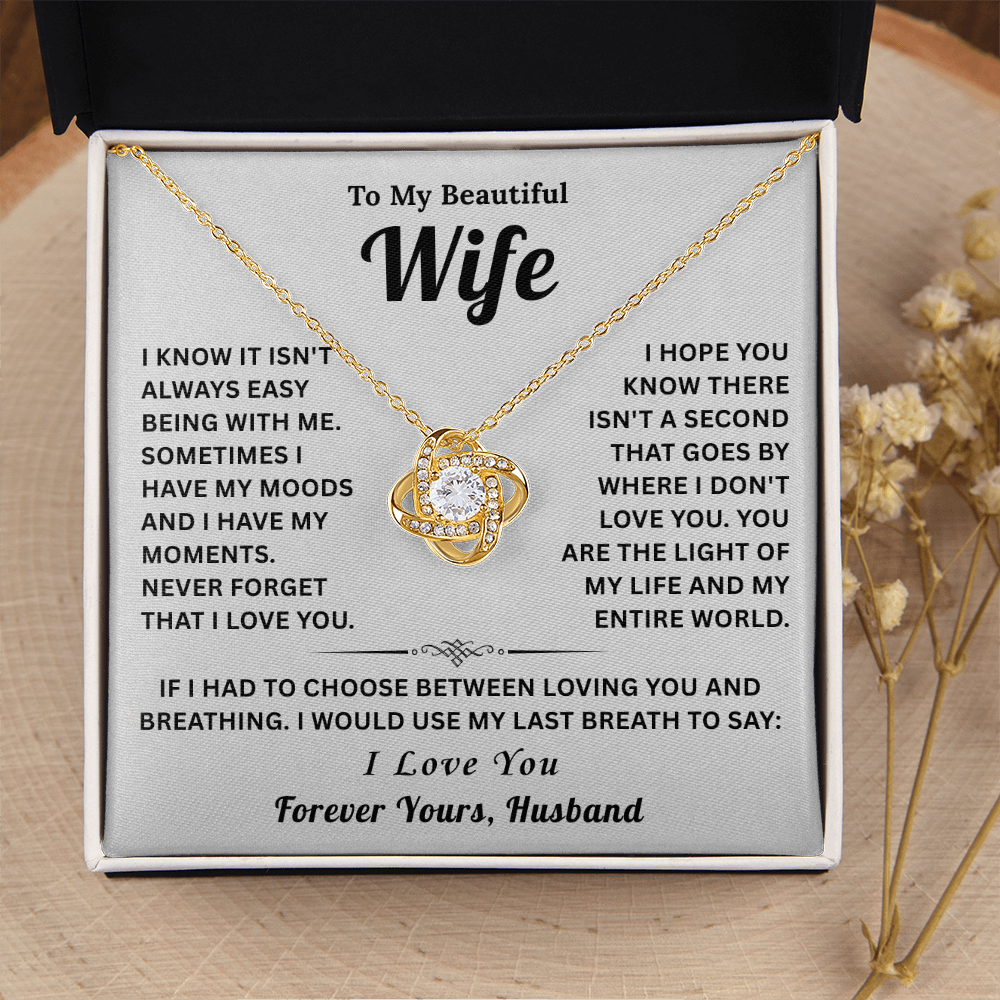 Love Knot Necklace for Women With Gift Box, I Love You Necklace for Wife on Valentine's Day