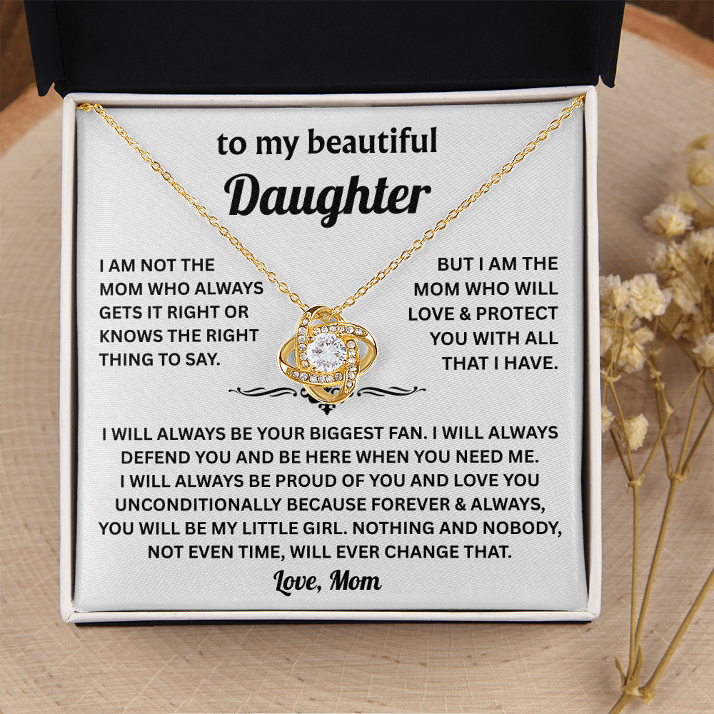 To My Beautiful Daughter - I Will Always Be Your Biggest Fan - Love Knot Necklace