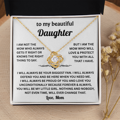 To My Beautiful Daughter - I Will Always Be Your Biggest Fan - Love Knot Necklace