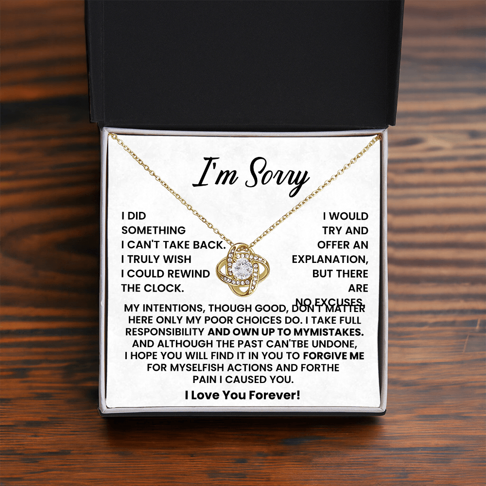 I'm Sorry Gifts For Her - Love Knot with Necklace Heartfelt Message Card & Gift Box