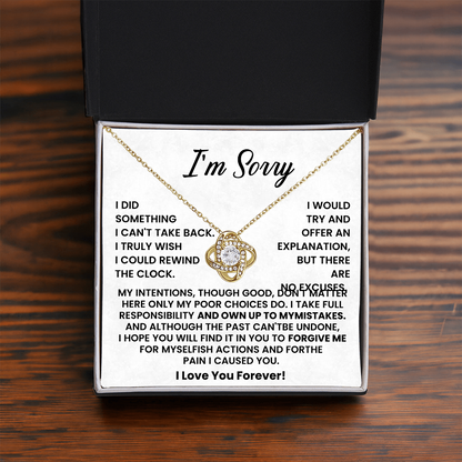 I'm Sorry Gifts For Her - Love Knot with Necklace Heartfelt Message Card & Gift Box