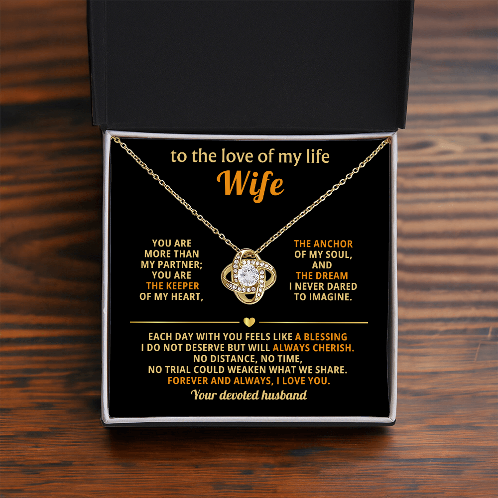 To My Wife - I Love You More Than Words Can Express - Love Knot Necklace