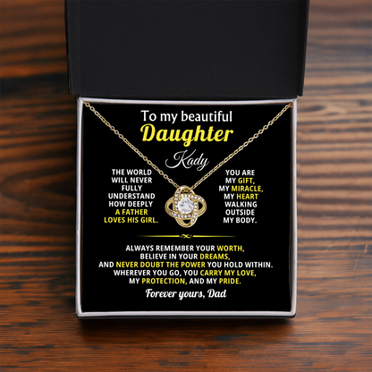 To My Beautiful Daughter Necklace Gift For Her With Heartfelt Message card