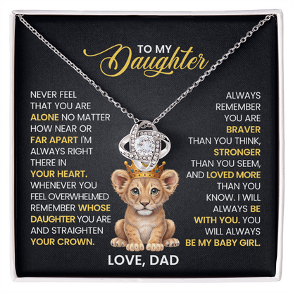 To My  Daughter - I Am Proud to Be Your Father - Love Knot Necklace