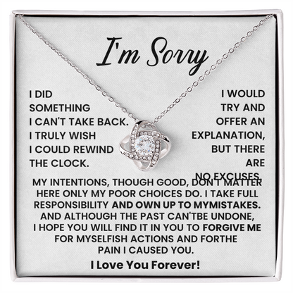 I'm Sorry Gifts For Her - Love Knot with Necklace Heartfelt Message Card & Gift Box