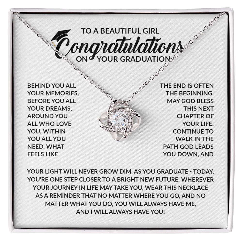 To My Daughter Graduation Gift 2026 | Meaningful "Go Confidently" Love Knot Necklace
