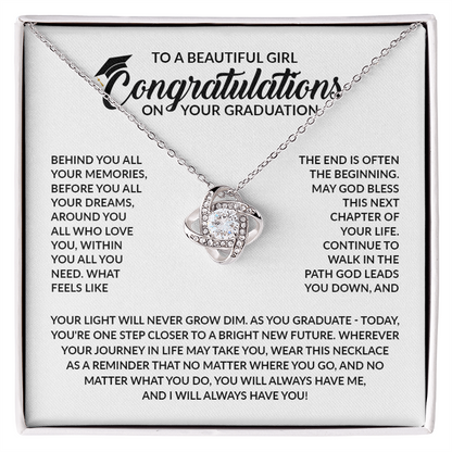 To My Daughter Graduation Gift 2026 | Meaningful "Go Confidently" Love Knot Necklace
