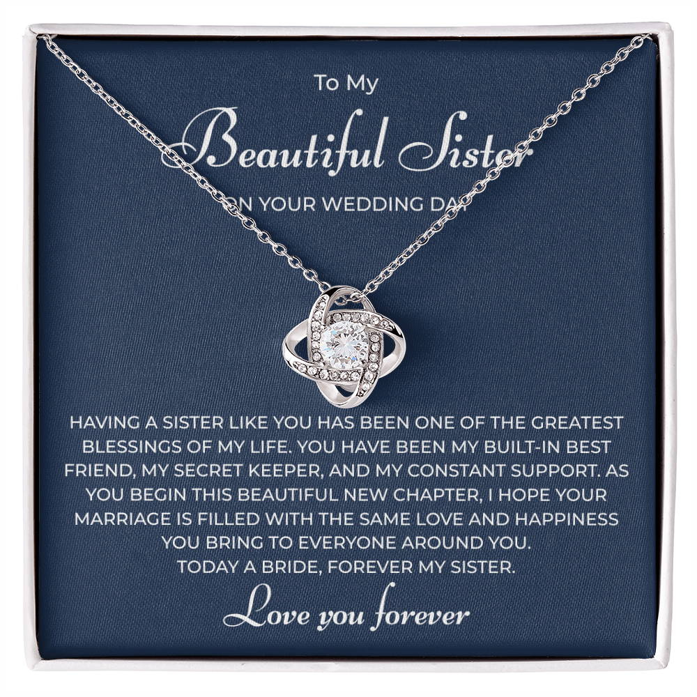 To My Sister Necklace – On Her Wedding Day Gift