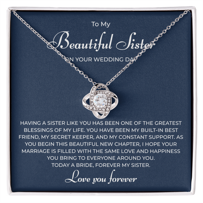 To My Sister Necklace – On Her Wedding Day Gift