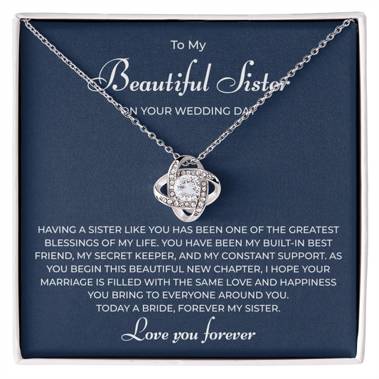 To My Sister Necklace – On Her Wedding Day Gift