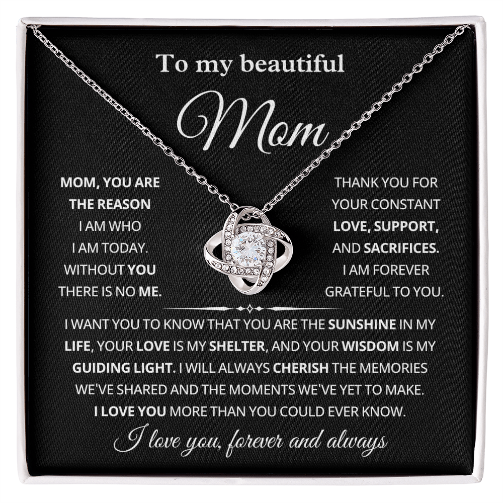 To My Mom Necklace With Message Card, Mothers Day Gift From Son Daughter