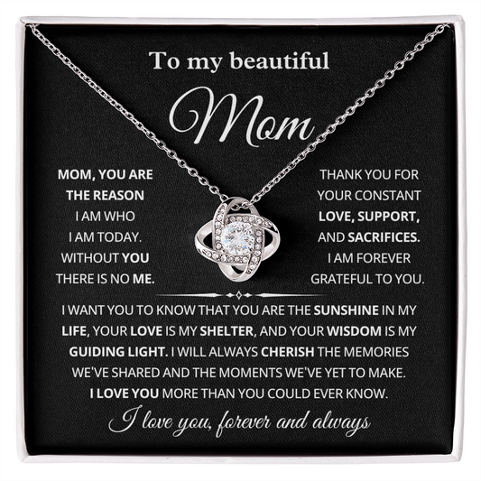 To My Mom Necklace With Message Card, Mothers Day Gift From Son Daughter