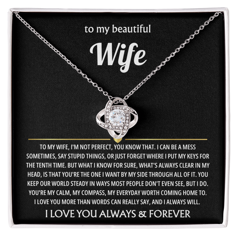Best Present for Wife - The Day I Met You, My Life Changed - Love Knot Necklace
