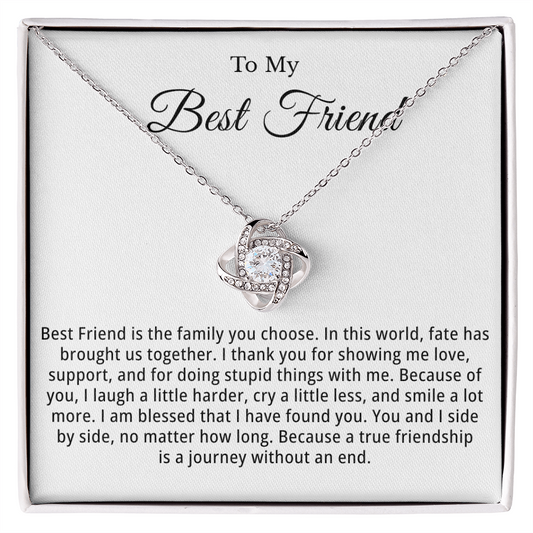 To My Best Friend Love Knot Necklace With Heartfelt Message Card