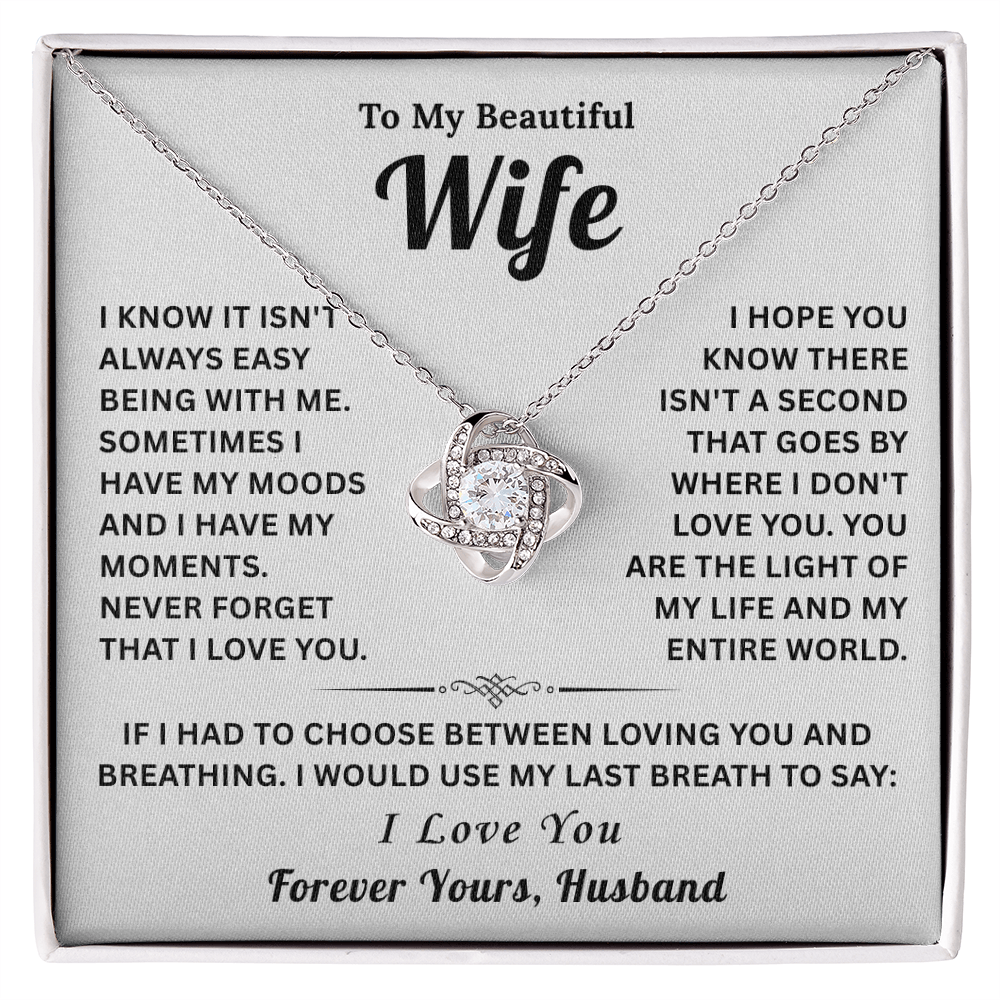 Love Knot Necklace for Women With Gift Box, I Love You Necklace for Wife on Valentine's Day