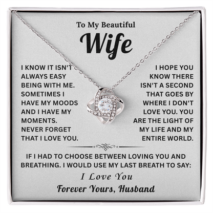 Love Knot Necklace for Women With Gift Box, I Love You Necklace for Wife on Valentine's Day