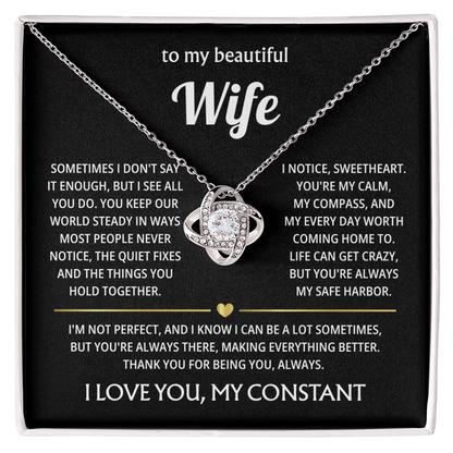 To My Beautiful Wife - I Married You Because I Can't Live Without You - Necklace