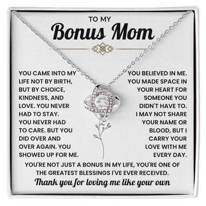 To My Bonus Mom Necklace, Mother in Law Jewelry With Message Card and Gift Box