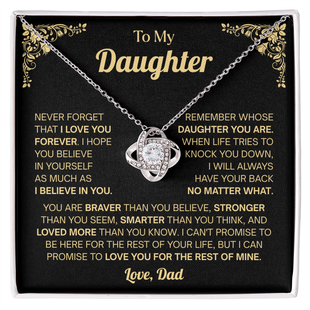 Meaningful Gift for Daughter - My Heart You Have Won - Love Knot Necklace