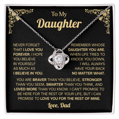 Meaningful Gift for Daughter - My Heart You Have Won - Love Knot Necklace