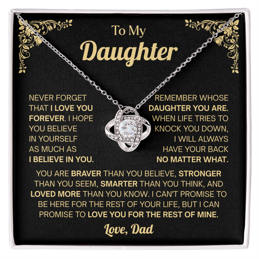 Meaningful Gift for Daughter - My Heart You Have Won - Love Knot Necklace