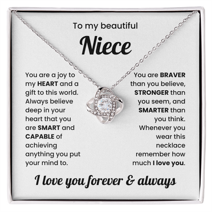 To My Niece Love Knot Necklace – Sentimental Gift for Niece