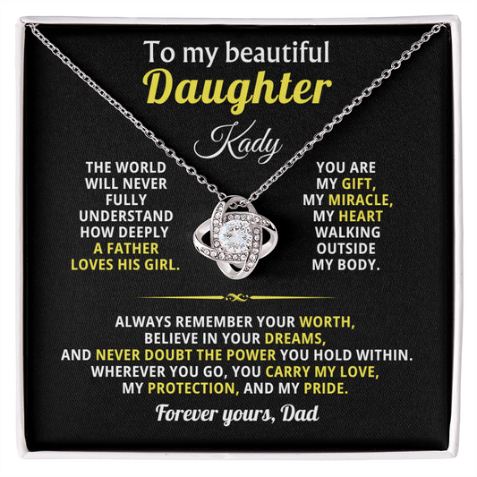 To My Beautiful Daughter Necklace Gift For Her With Heartfelt Message card