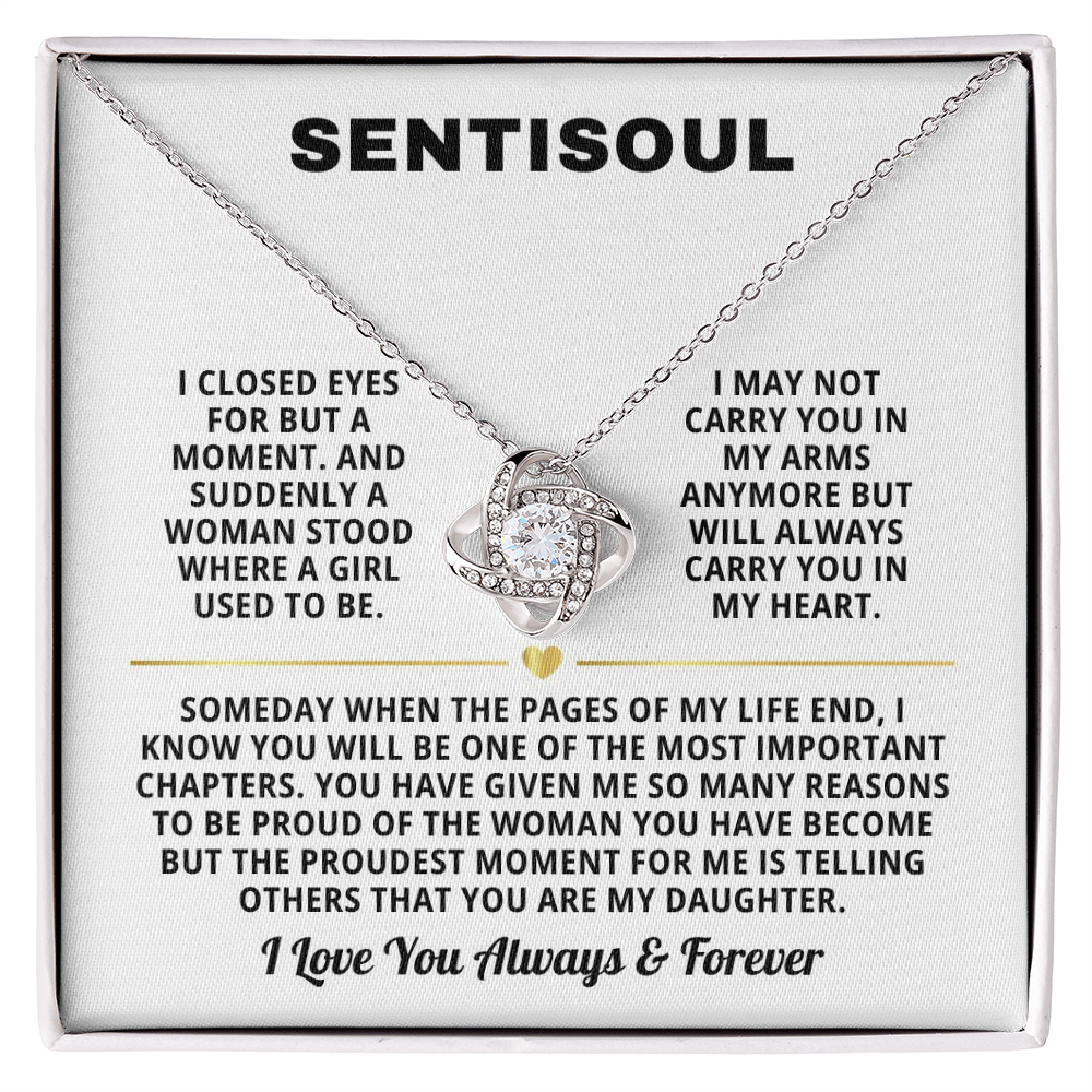 SENTISOUL - To My Daughter | You Are the Best Gift in My Life | Love Knot Necklace