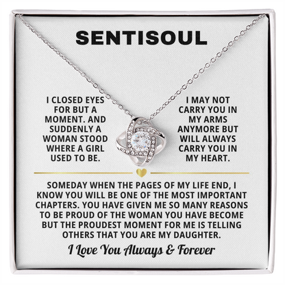 SENTISOUL - To My Daughter | You Are the Best Gift in My Life | Love Knot Necklace