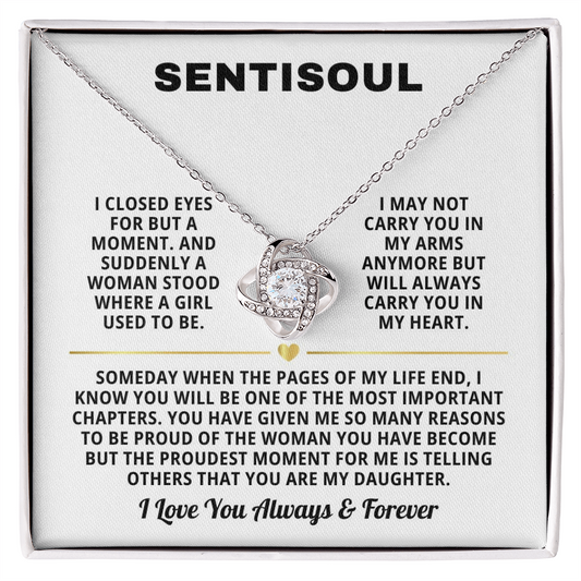 SENTISOUL - To My Daughter | You Are the Best Gift in My Life | Love Knot Necklace
