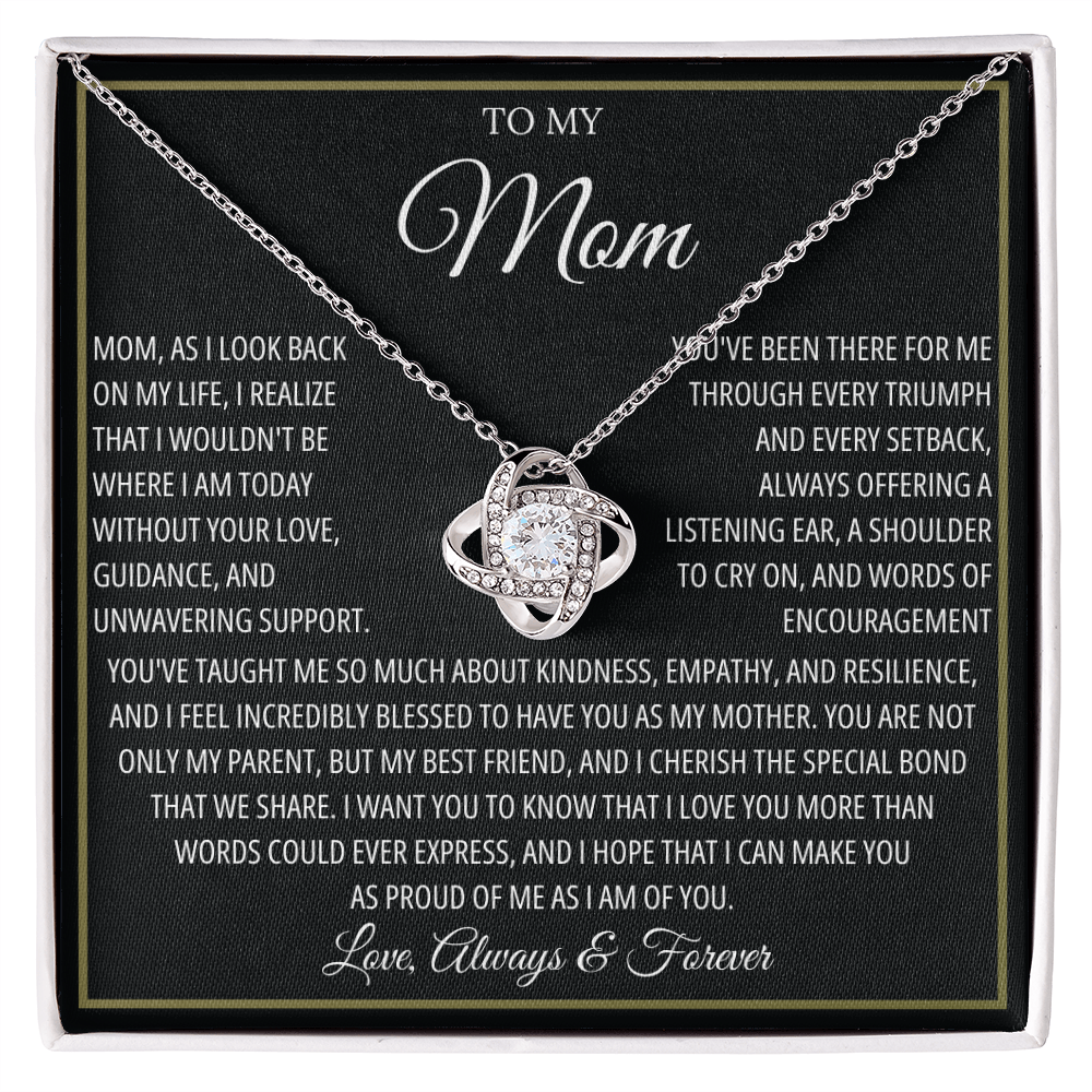 To My Caring Mom - I Love You Mom - Love Knot Necklace
