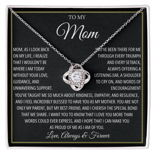 To My Caring Mom - I Love You Mom - Love Knot Necklace
