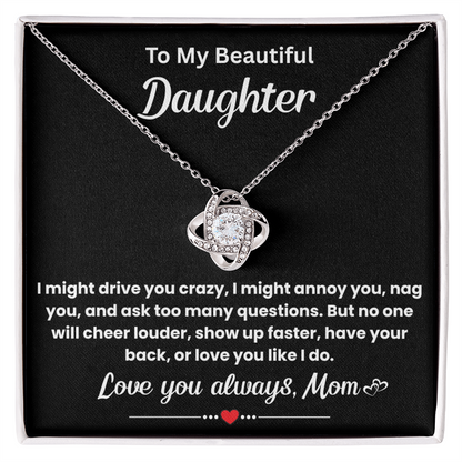 Gift for Beautiful Daughter - I Am So Lucky to Have You in My Life - Love Knot Necklace