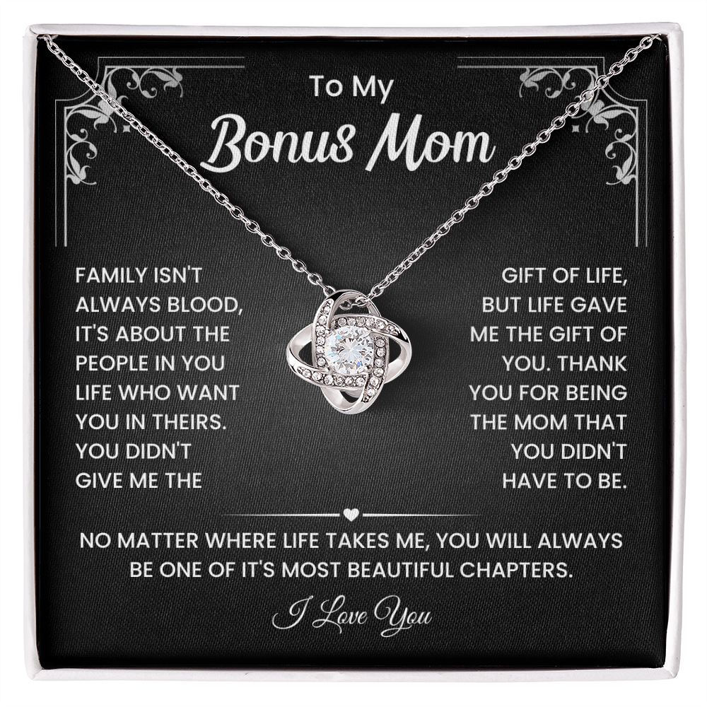 To My Bonus Mom Necklace, Stepmom Birthday Gifts With a Message Card