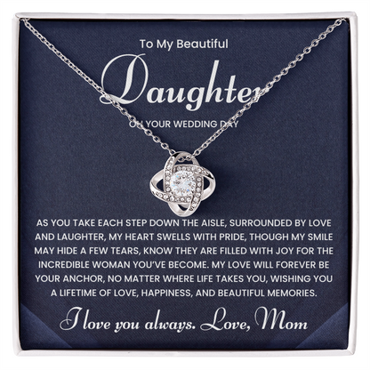 To My Daughter Necklace On Her Wedding Day, Bride Gift From Mom