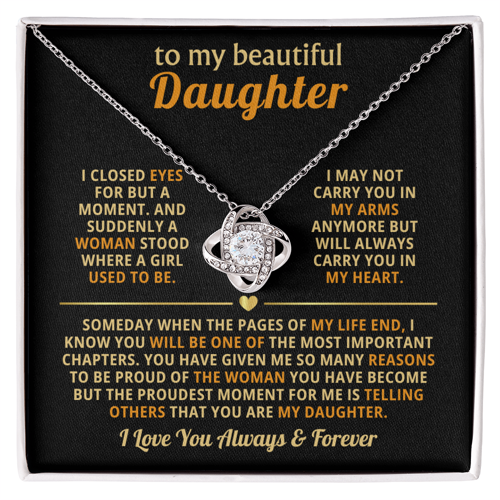 Sentimental Gift for Daughter - My Heart You Have Won - Love Knot Necklace