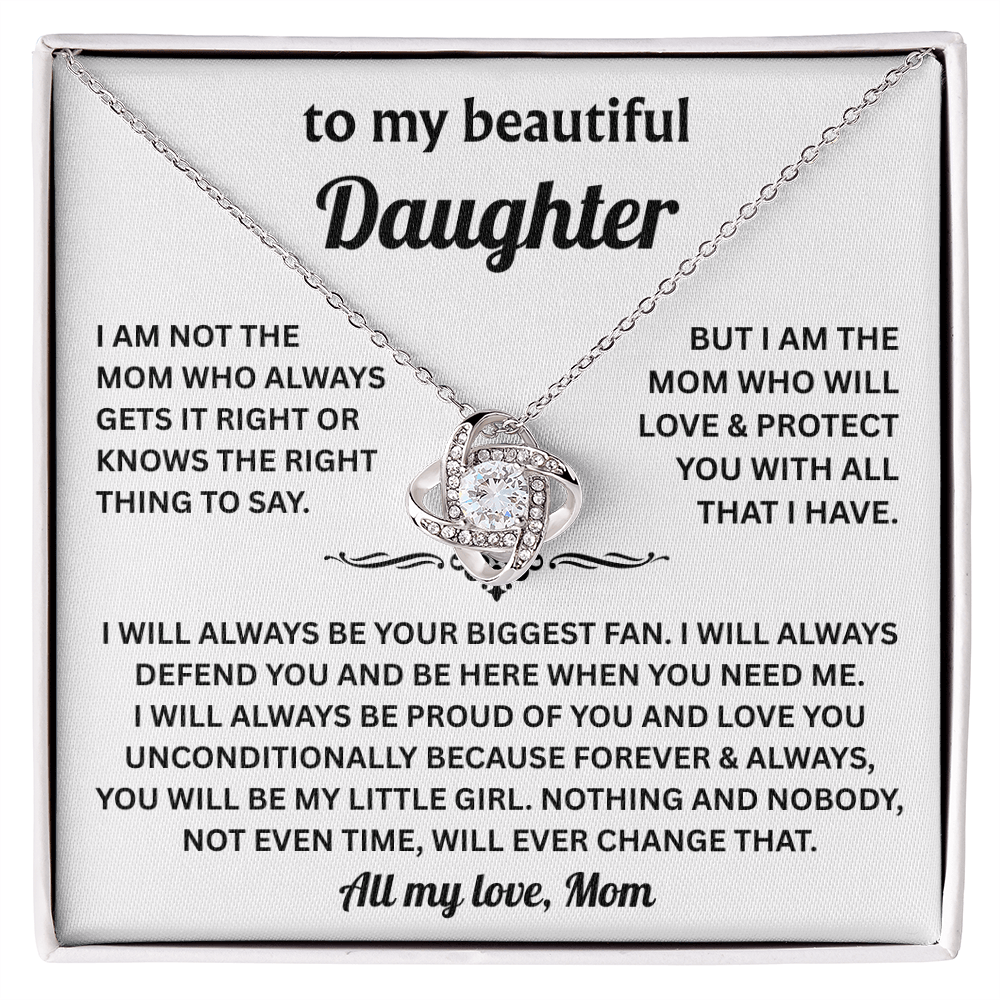 To My Beautiful Daughter Gifts From Mom - Love Knot Necklace