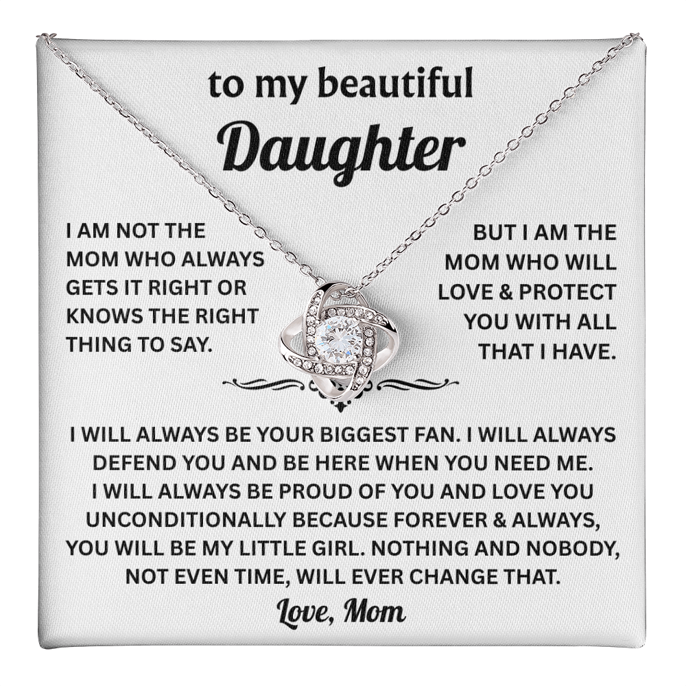 To My Beautiful Daughter - I Will Always Be Your Biggest Fan - Love Knot Necklace